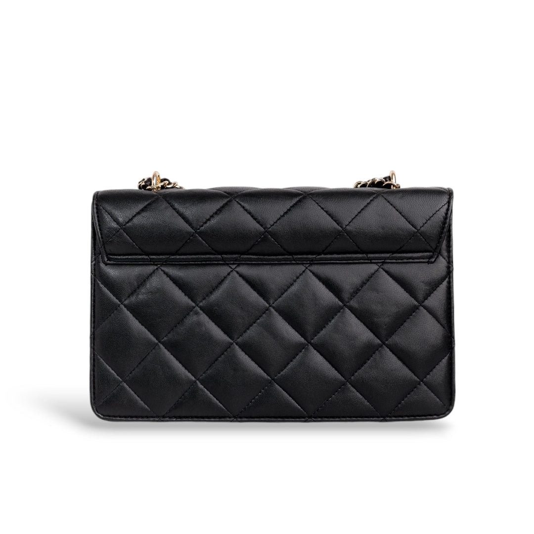 Flora Quilted Crossbody Leather Bag - Black - Image 2