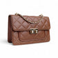Flora Quilted Crossbody Leather Bag - Tan Brown - Image 3