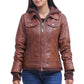 Womens Brown Leather Jacket With Hood
