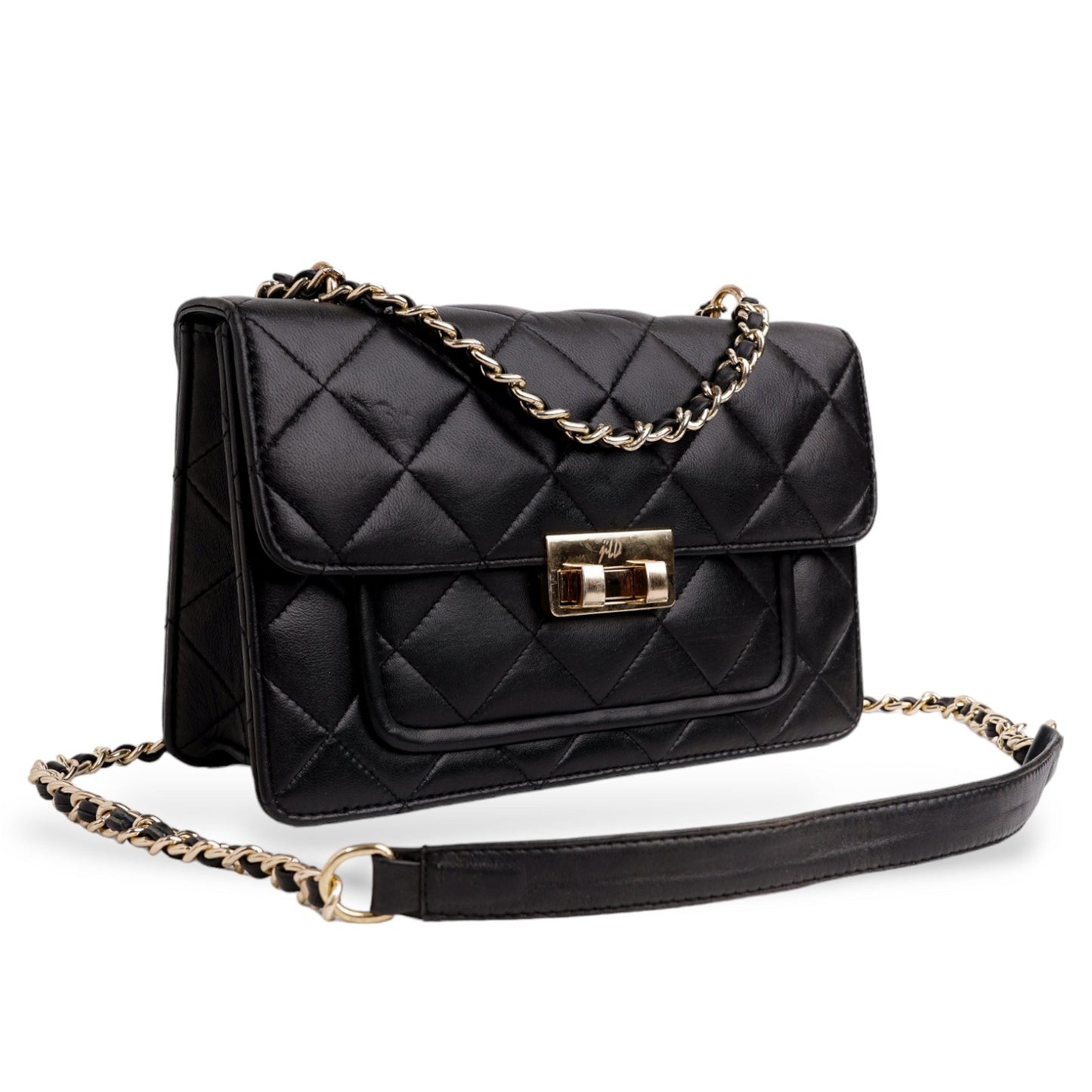 Flora Quilted Crossbody Leather Bag - Black - Image 3