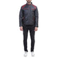 Mens Black and Maroon Quilted Leather Jacket