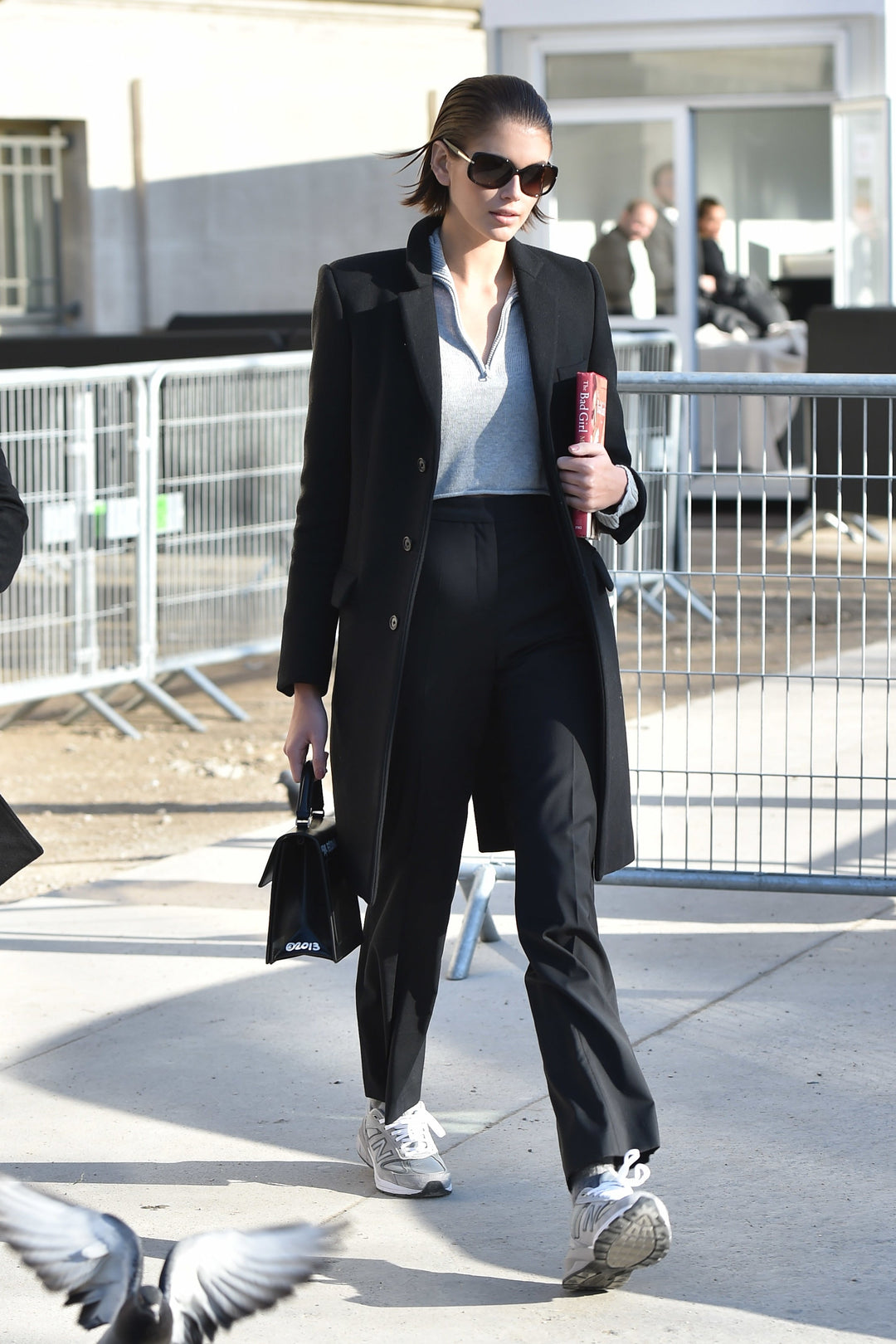Kaia Gerber New Balance Outfit Black Coat