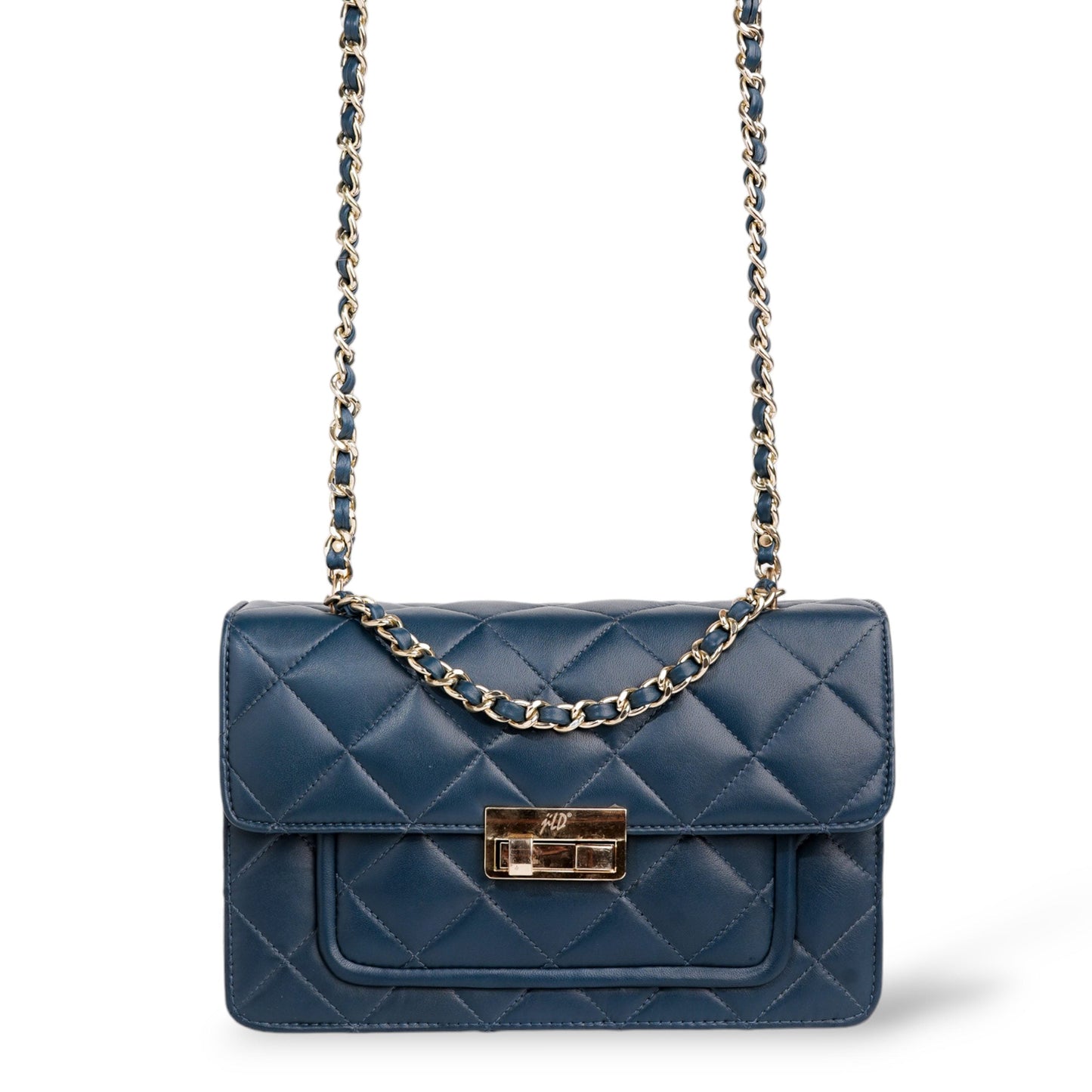 Flora Quilted Crossbody Leather Bag - Blue - Image 5