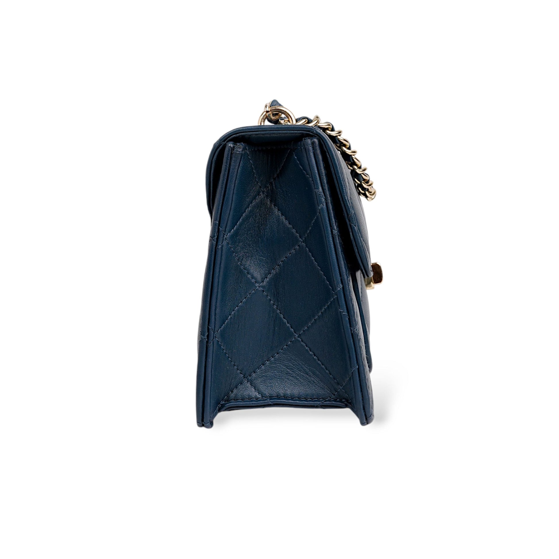 Flora Quilted Crossbody Leather Bag - Blue - Image 6
