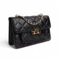 Flora Quilted Crossbody Leather Bag - Black - Image 6