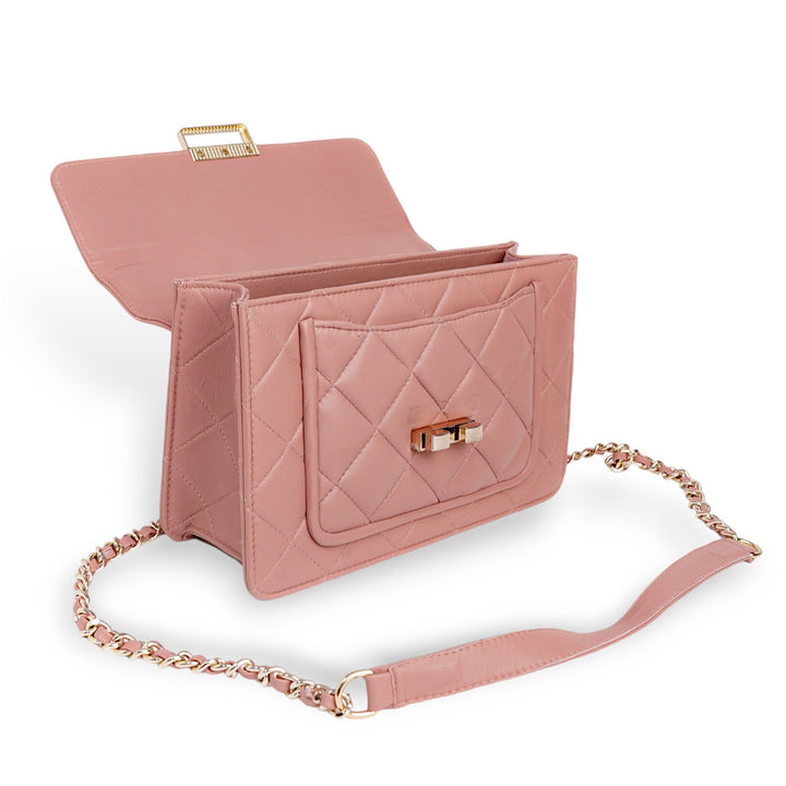 Flora Quilted Crossbody Leather Bag - Pink - Image 7