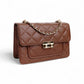 Flora Quilted Crossbody Leather Bag - Tan Brown - Image 7