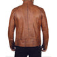 Mens Brown Cafe Racer Distressed Leather Jacket
