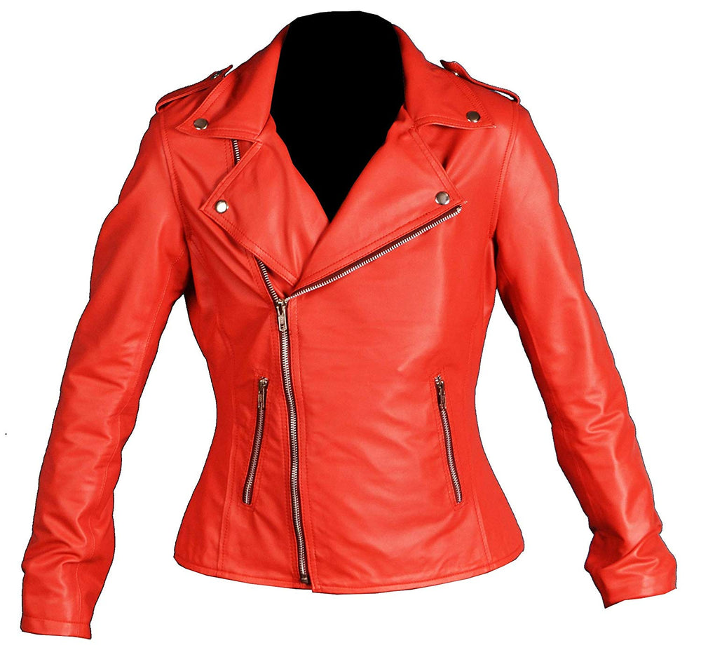 Red leather jacket on a white background