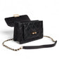 Flora Quilted Crossbody Leather Bag - Black - Image 7