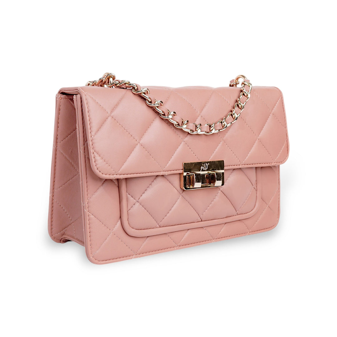 Flora Quilted Crossbody Leather Bag - Pink - Image 9