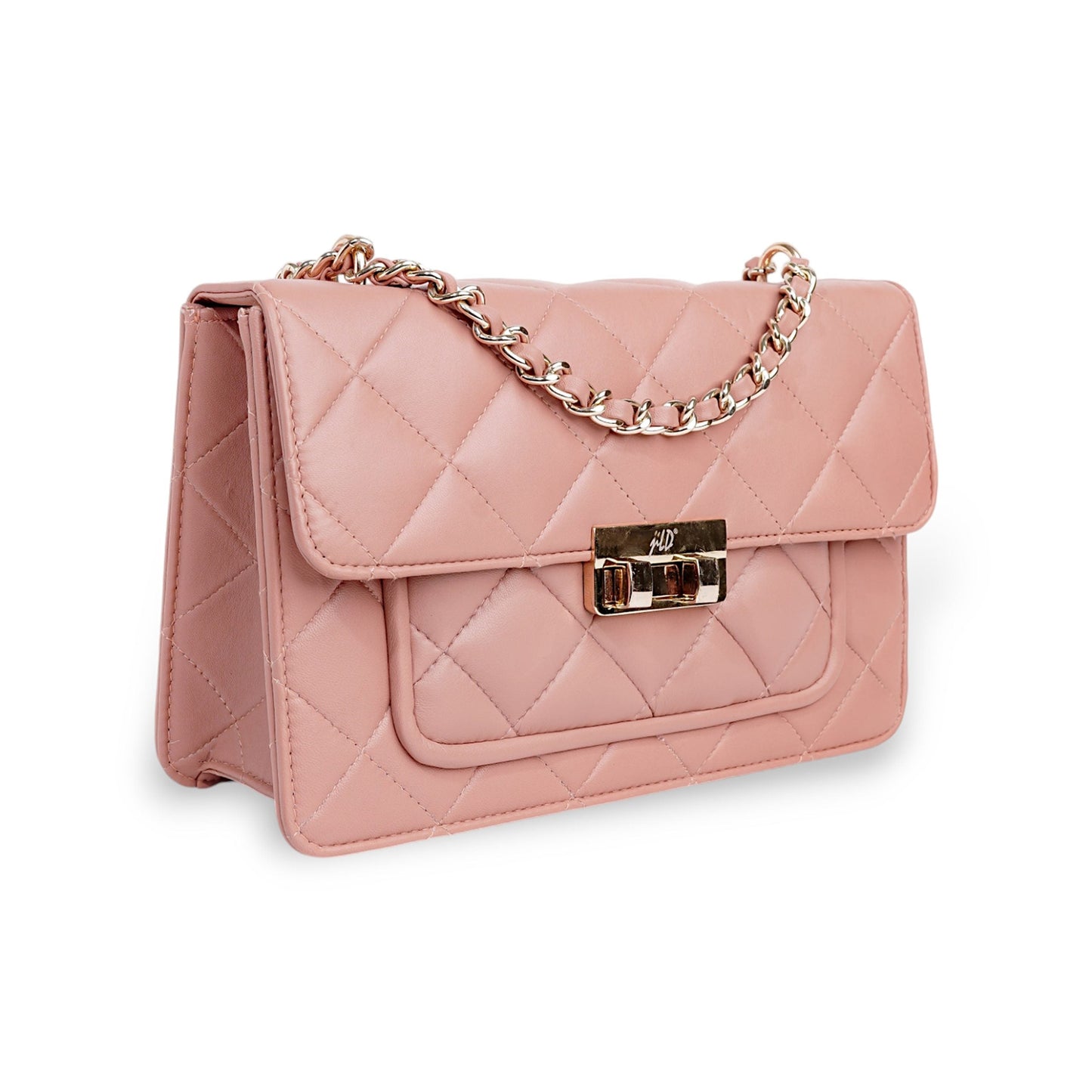 Flora Quilted Crossbody Leather Bag - Pink - Image 9