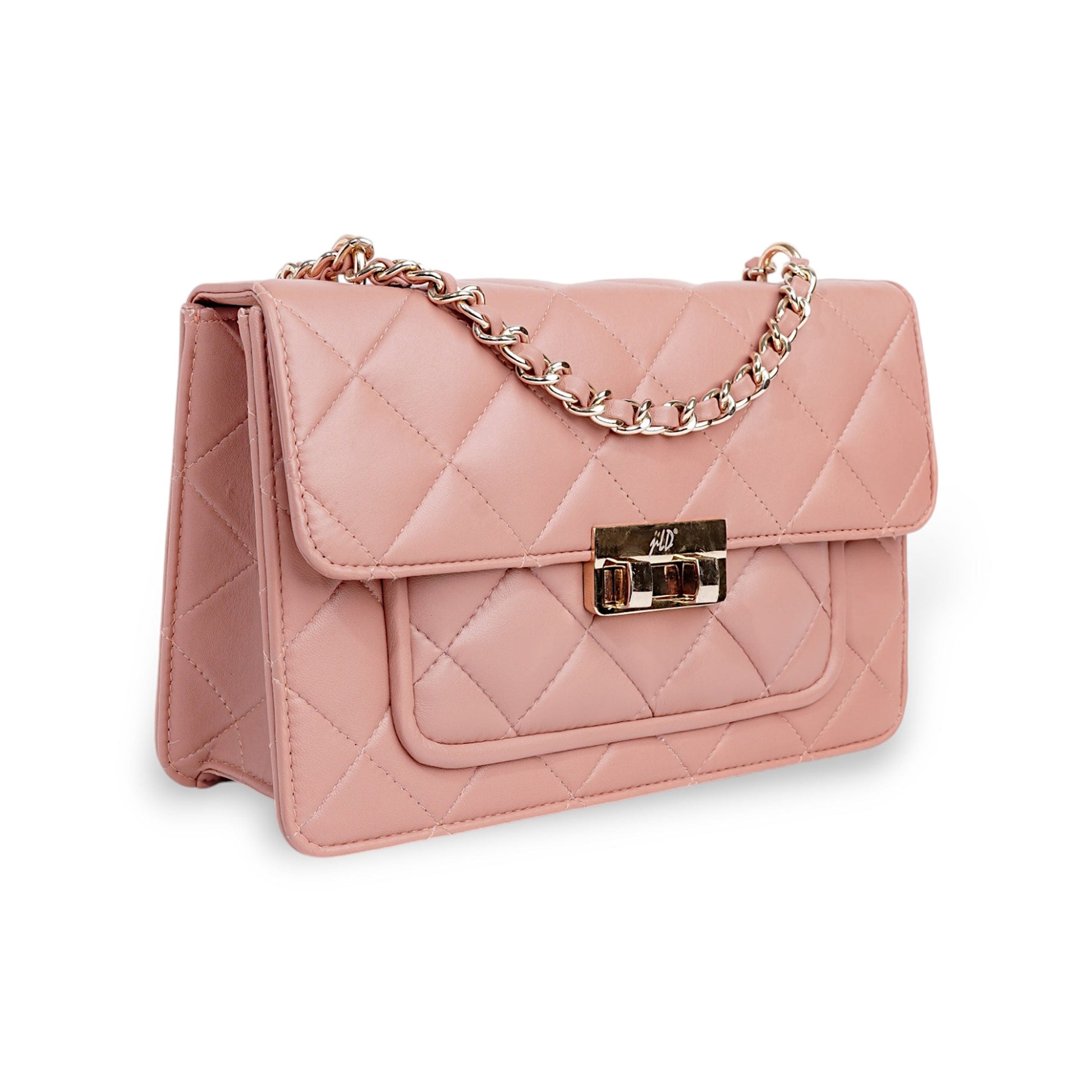 Flora Quilted Crossbody Leather Bag - Pink - Image 9