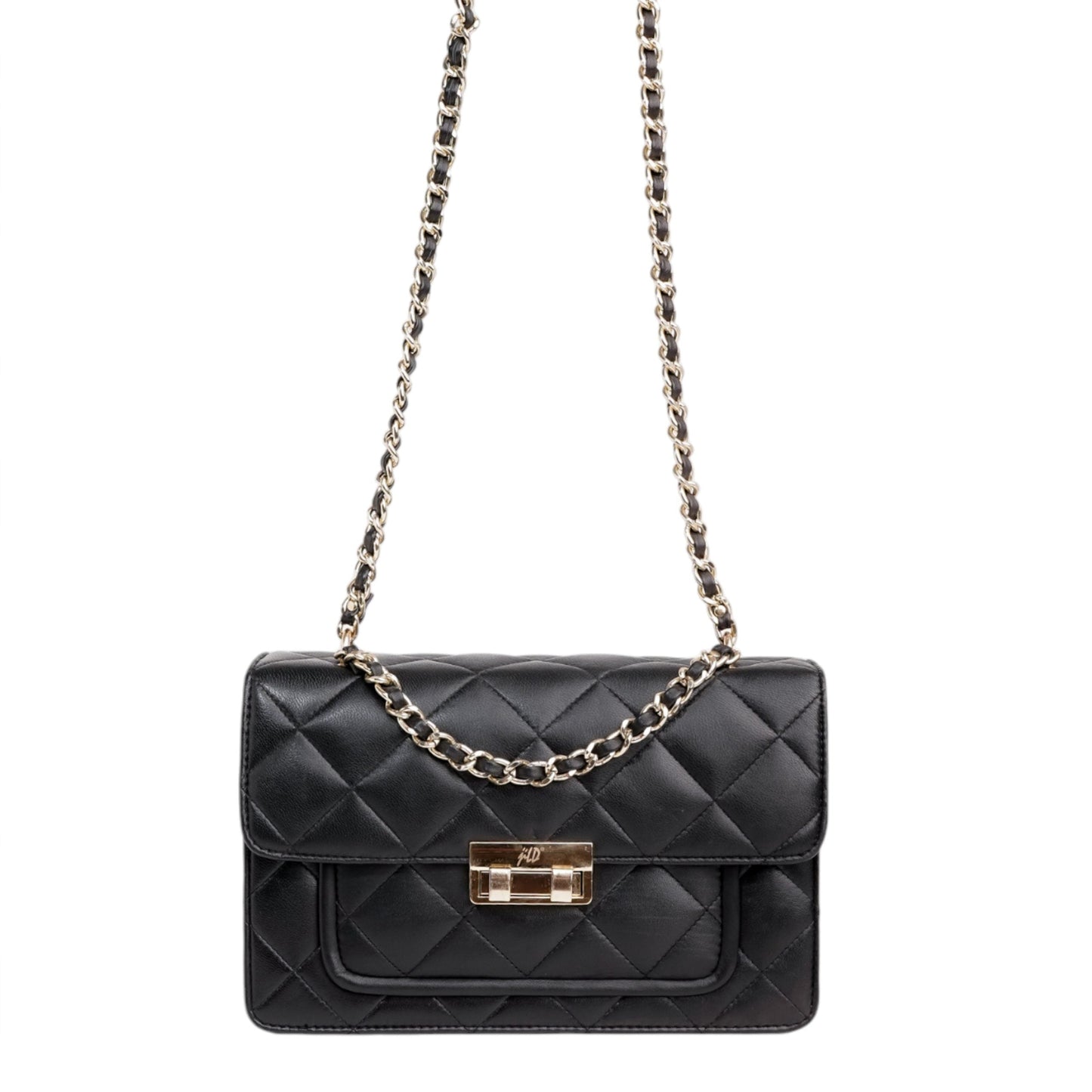 Flora Quilted Crossbody Leather Bag - Black - Image 8