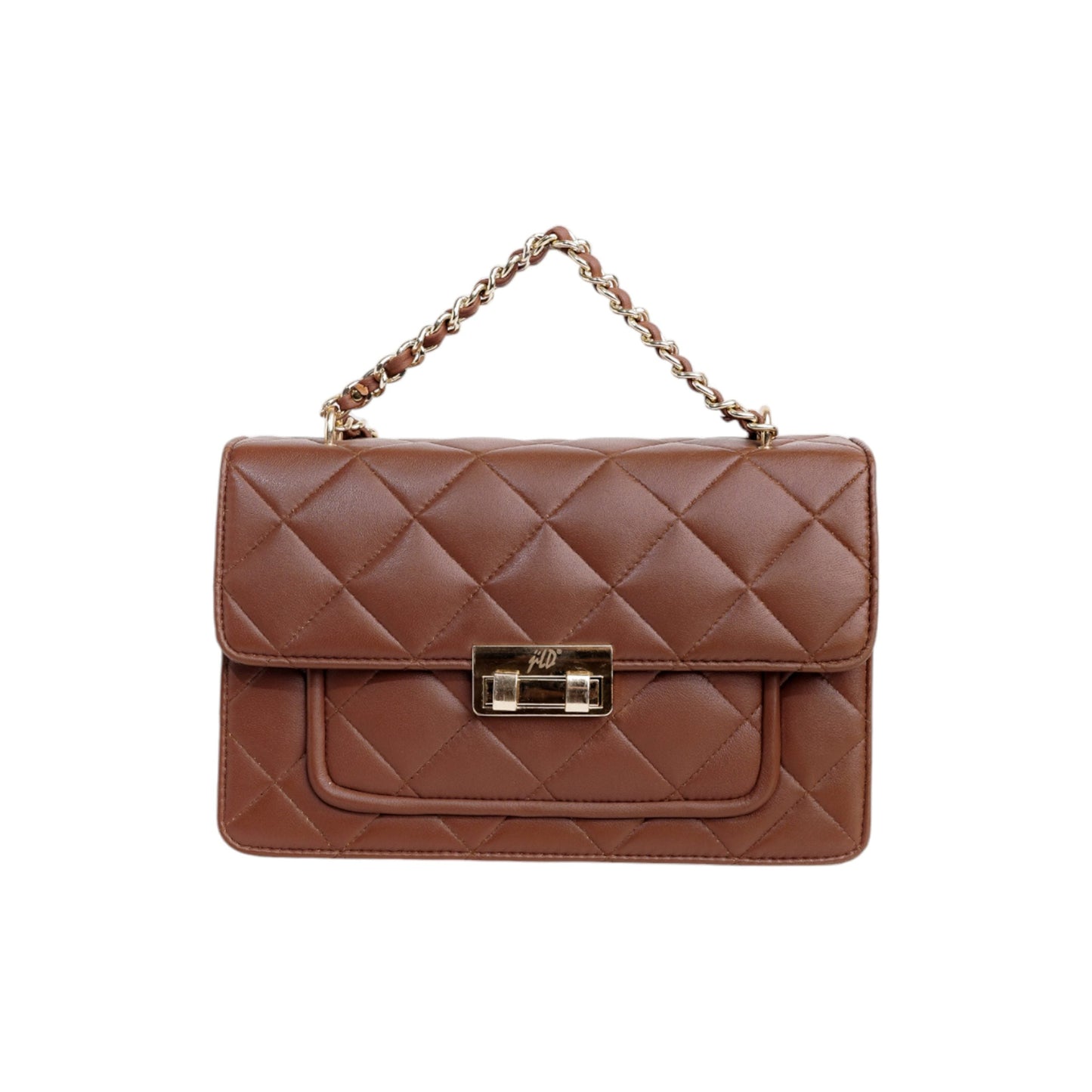 Flora Quilted Crossbody Leather Bag - Tan Brown - Image 9