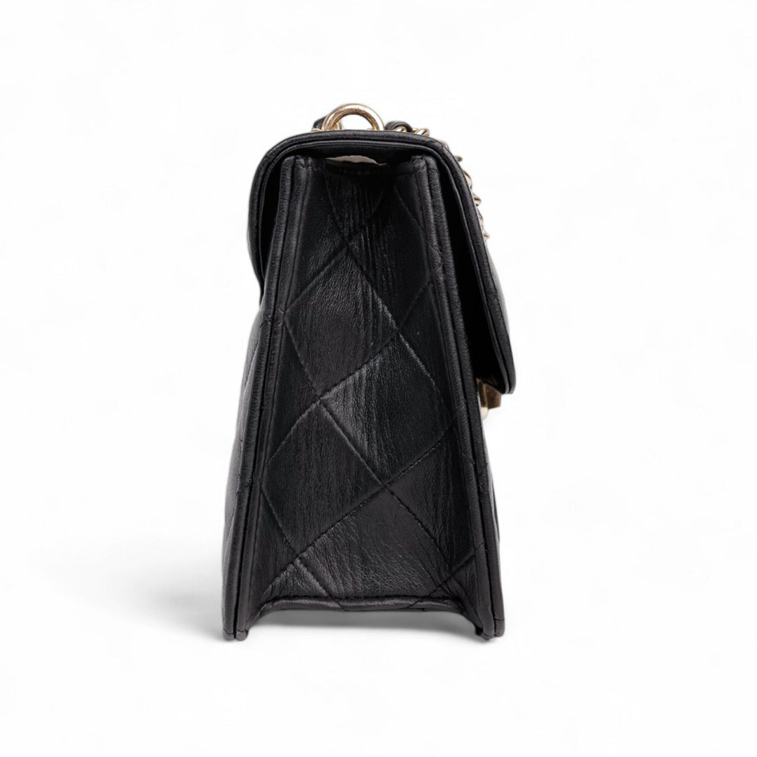 Flora Quilted Crossbody Leather Bag - Black - Image 9