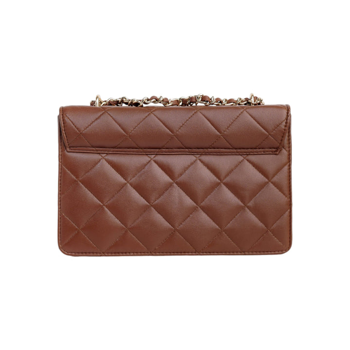 Flora Quilted Crossbody Leather Bag - Tan Brown - Image 10