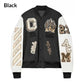 black ac milan varsity jacket​ front view