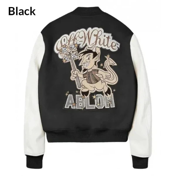 black ac milan varsity jacket​ back view