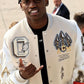 AC Milan Off white Beige Letterman Varsity Jacket