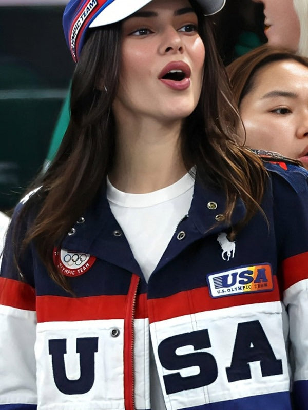 Kendall Jenner Paris Olympics Team USA Bomber Jacket