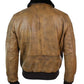 Men’s Aviator Tan Bomber Jacket With Patches