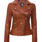 Brown leather jacket on a white background
