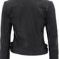 Black leather jacket with ribbed texture on a white background