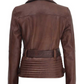 Brown leather jacket on a white background