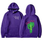 Purple hoodie with 'Cactus Jack' text on front and cactus graphic on back