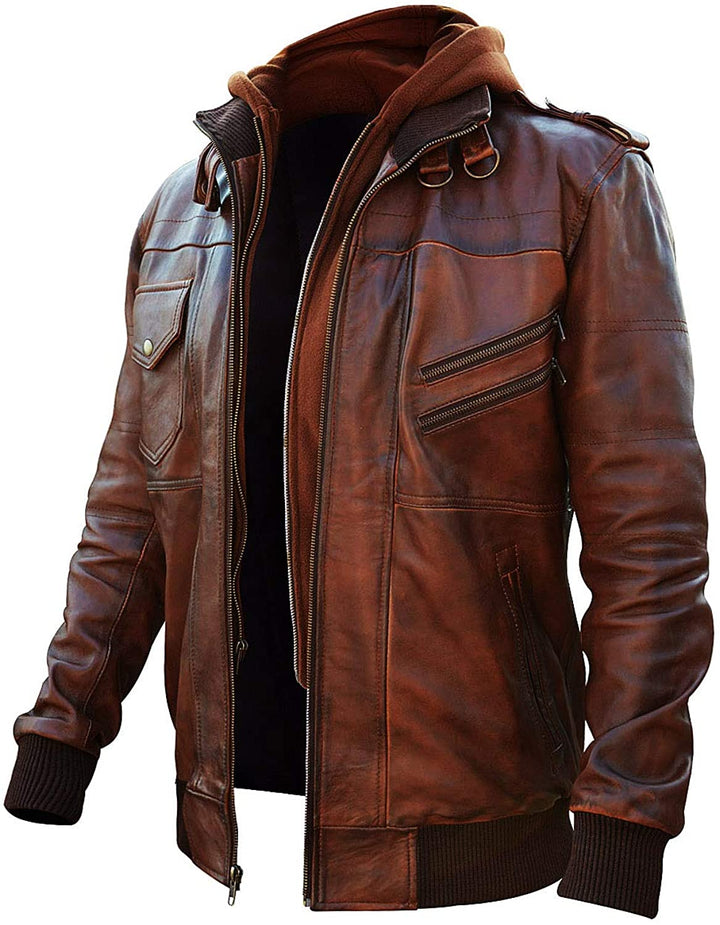 Cafe Racer Brando Vintage Motorcycle Retro Leather Jacket