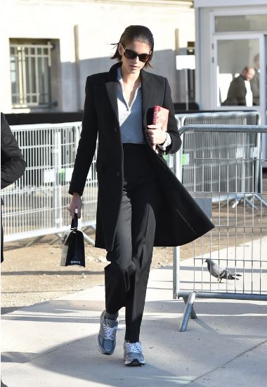 Kaia Gerber New Balance Outfit Black Coat