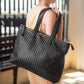 Handmade Woven Original Leather Bag With Zipper-Black - Image 5