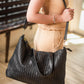 Handmade Woven Original Leather Bag With Zipper-Black - Image 6