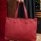Handmade Woven Original Leather Bag With Zipper-Red - Image 4