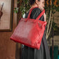 Handmade Woven Original Leather Bag With Zipper-Red - Image 2