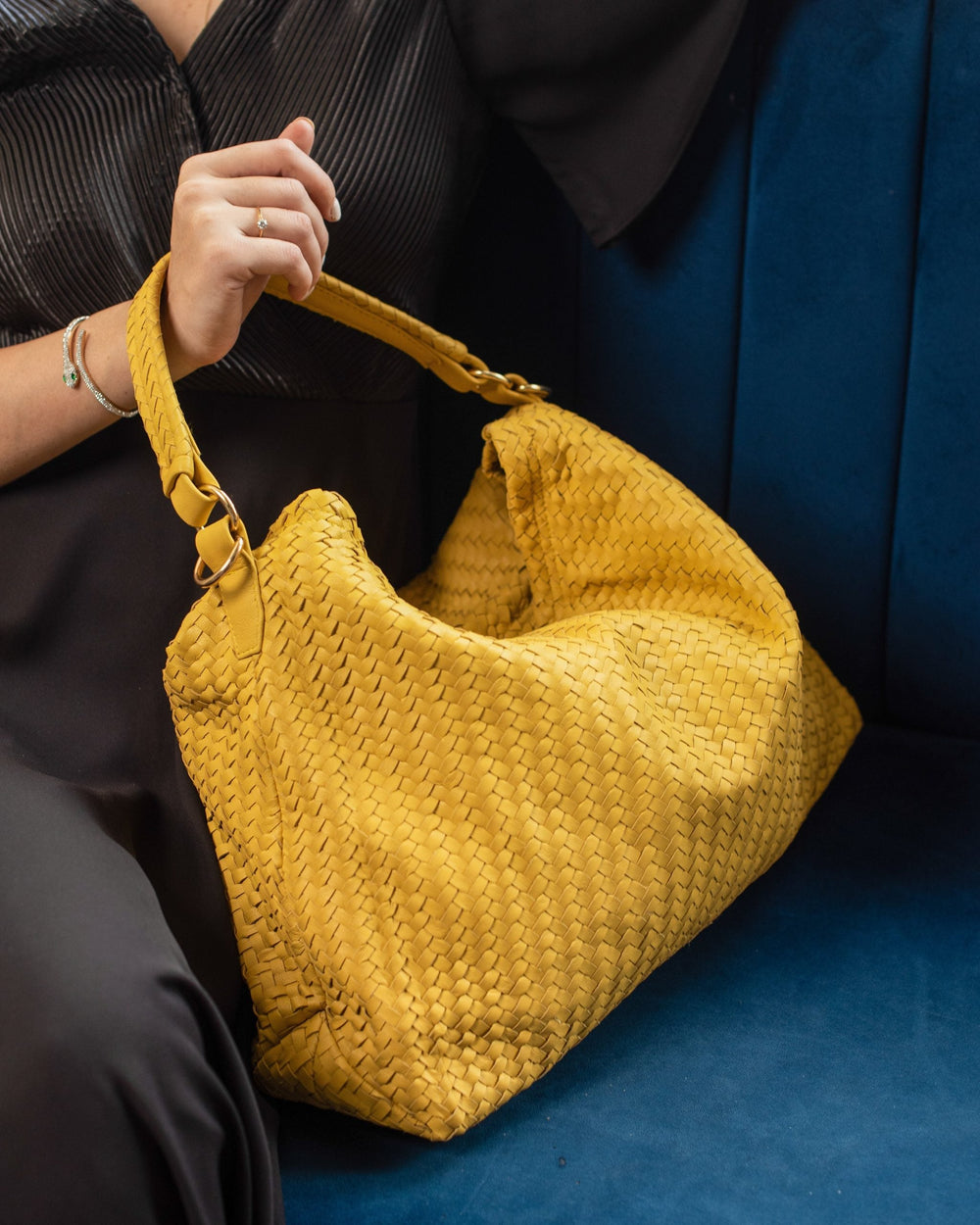 Handmade Woven Original Yellow Leather Bag - Image 2