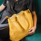 Handmade Woven Original Leather Bag With Zipper-Yellow - Image 4