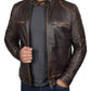 Dodge Cafe Racer Vintage Brown Leather Jacket
