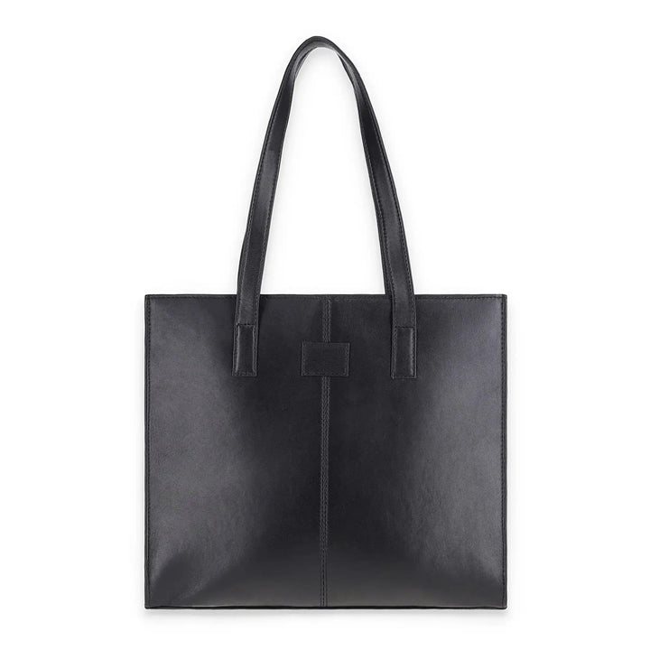 Everyday Women's Black Leather Zipper Tote Bag - Image 1