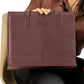 Everyday Women's Maroon Oak Leather Zipper Tote Bag - Image 4