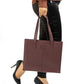 Everyday Women's Maroon Oak Leather Zipper Tote Bag - Image 2
