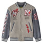 AC Milan Grey Letterman Varsity Jacket - Premium Wool Blend and Leather Sleeves