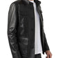 Mens Four Flap Pockets Black Leather Jacket