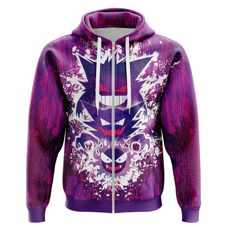 GastlyHaunterGengarPokemonHoodie_ Front