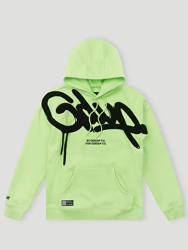 black and green geedup hoodie​ Front