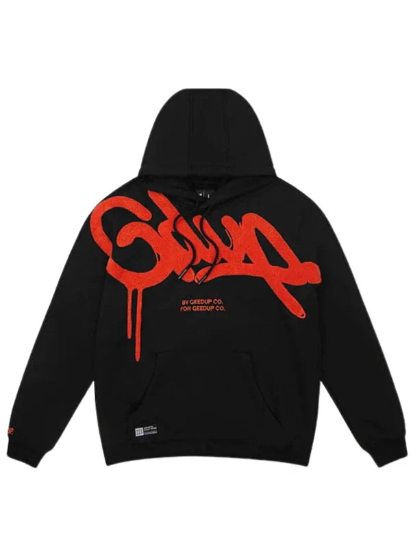 Geedup-Hoodie-Black-and-Orange Front