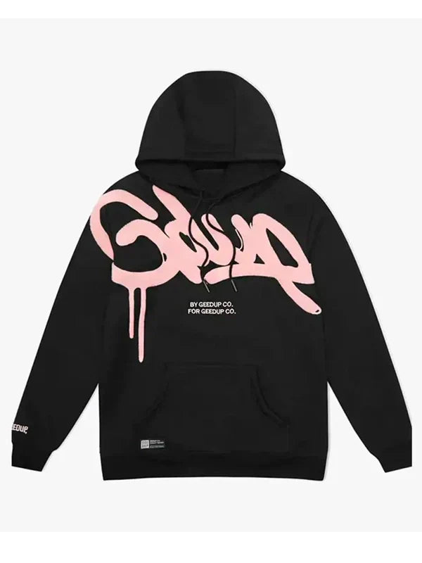 black and pink geedup hoodie​ Front