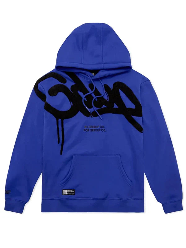 blue and black geedup hoodie​ Front