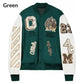 Green ac milan letterman jacket front view